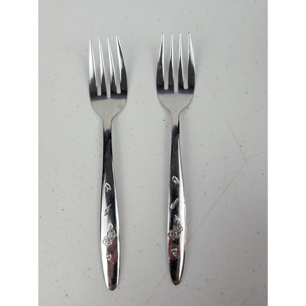 REO Crest American Beauty  Accent Salad Forks Stainless Steel Japan Set Of 2